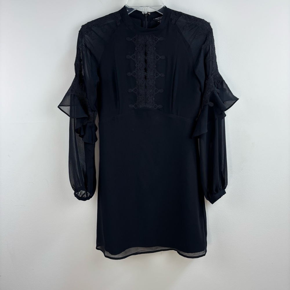 Marciano black mini dress lace detail keyhole front size small